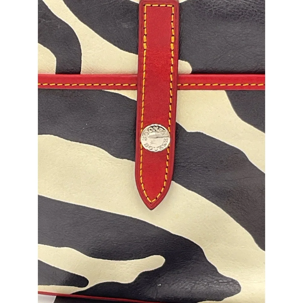 Dooney & Bourke Zebra Print And Red Crossbody Bag 8 X 8 Zipper  Closure